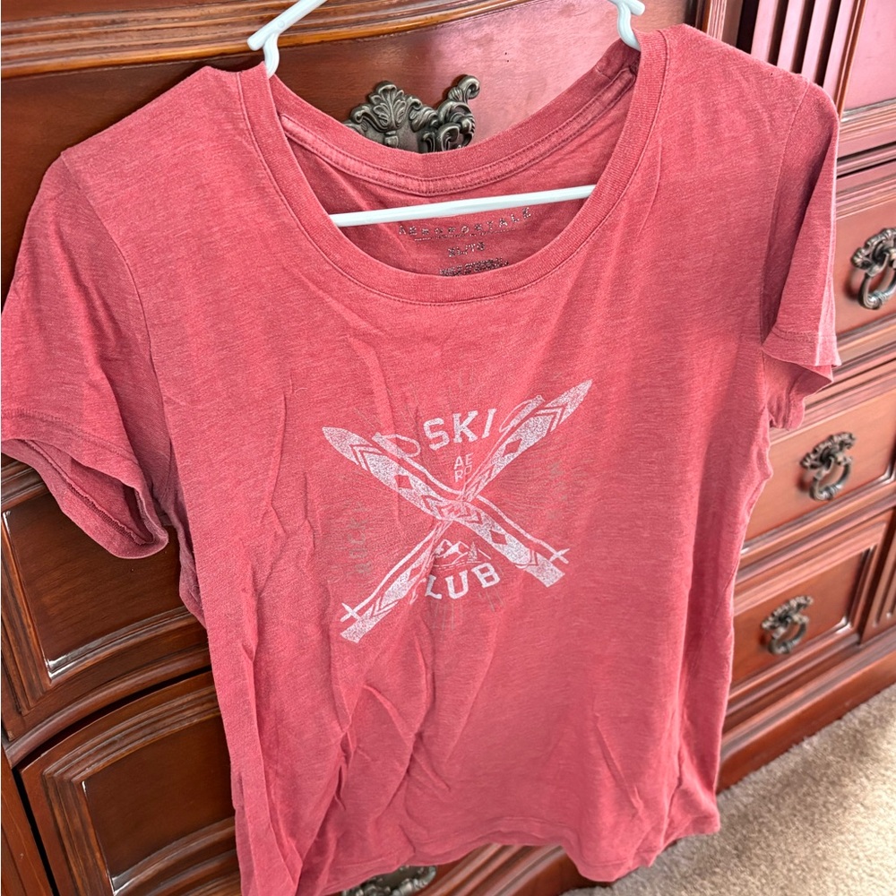 Aeropostale Red Ski Club Graphic Tee